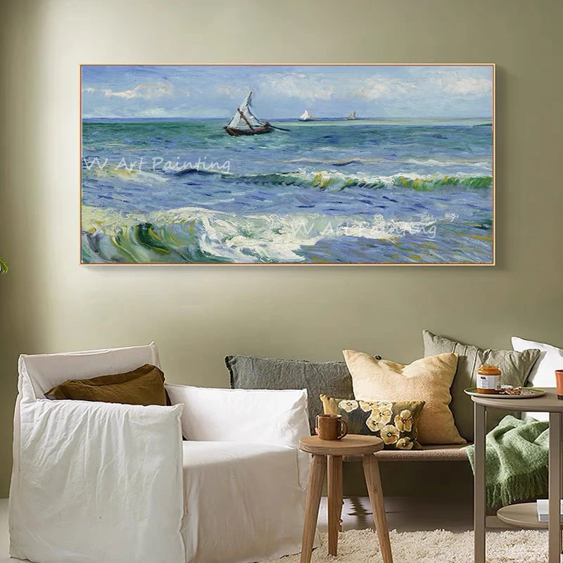 

Natural Abstract 100% Handmade Abstract Nordic Style Ocean Sea Oil Painting on Canvas Posters Handpainted oil Painting Art Wall