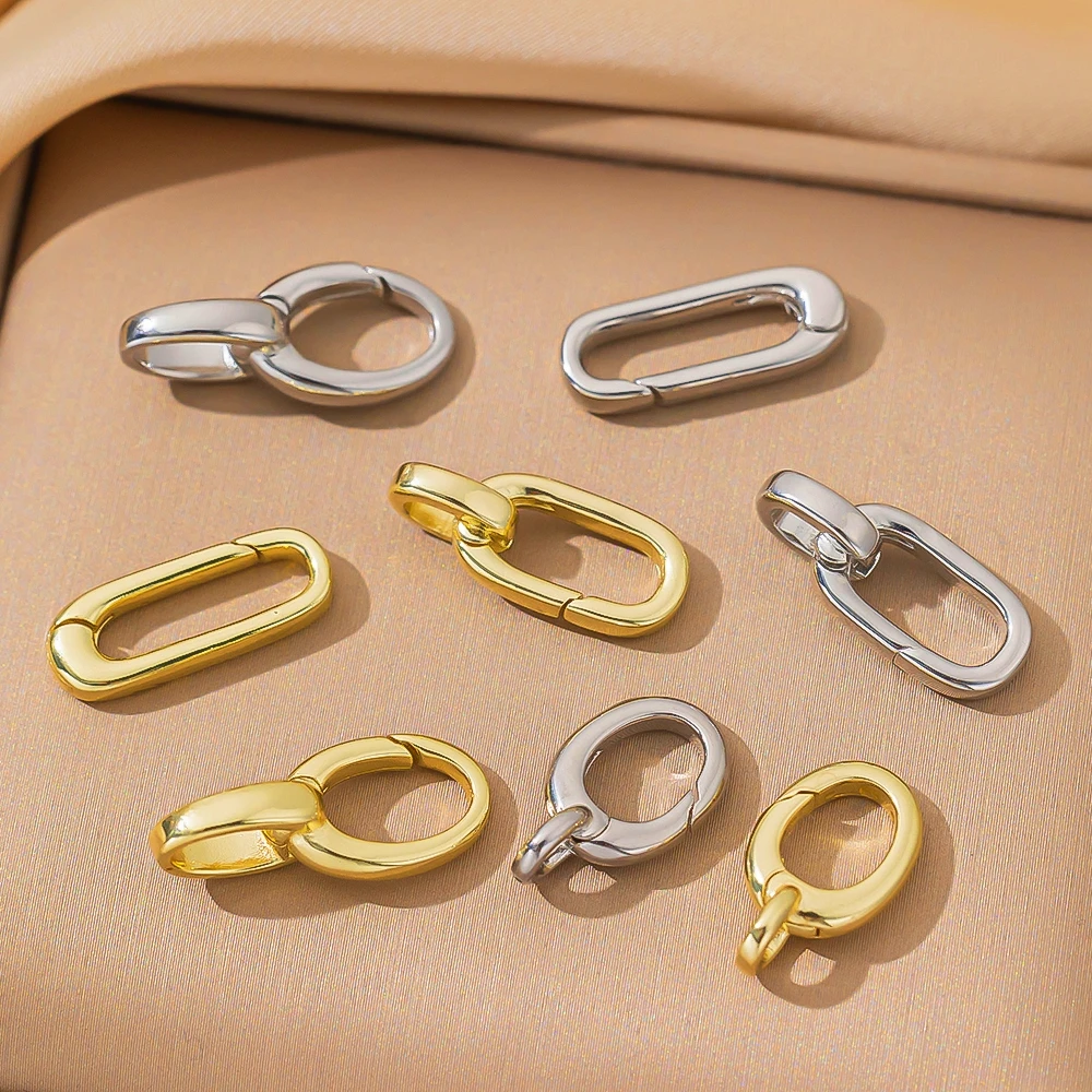 2pcs 14K Gold Brass Clasp Carabiner Necklace Clasps Closures Pearl Enhancer Connector DIY for Jewelry Finding Bracelet Making