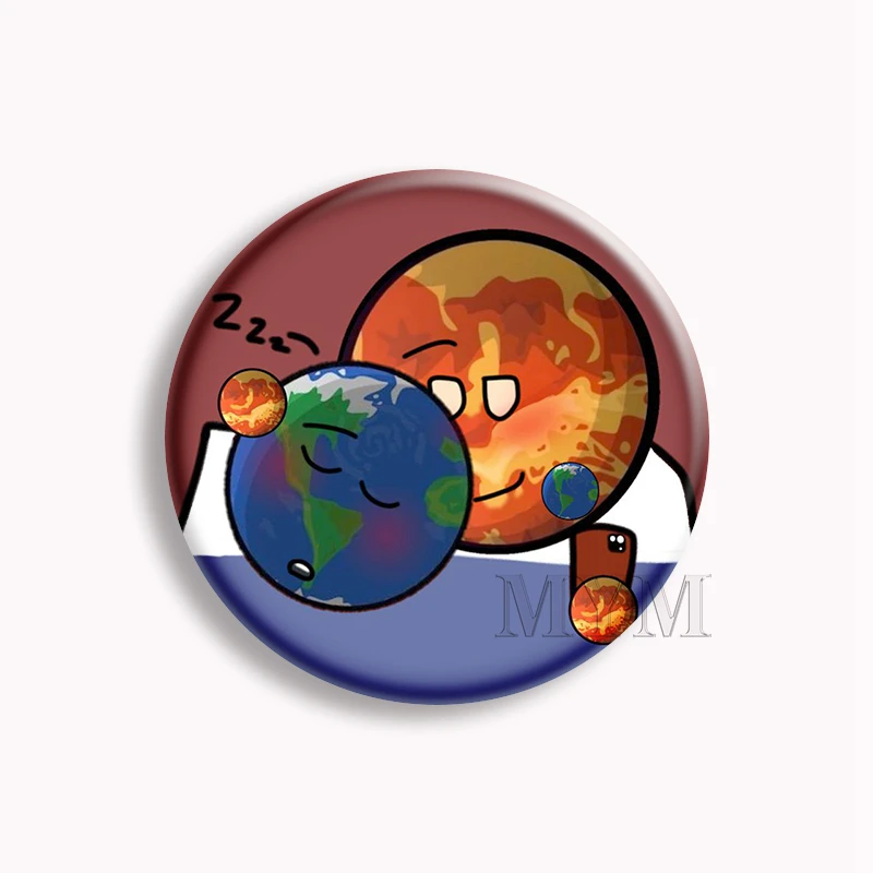 Cartoon Solar Balls Soft Button Pin Solarballs Funny Meme Earth Moon Anime Fanart Brooch Badge Creative Bag Decor Fans Collect