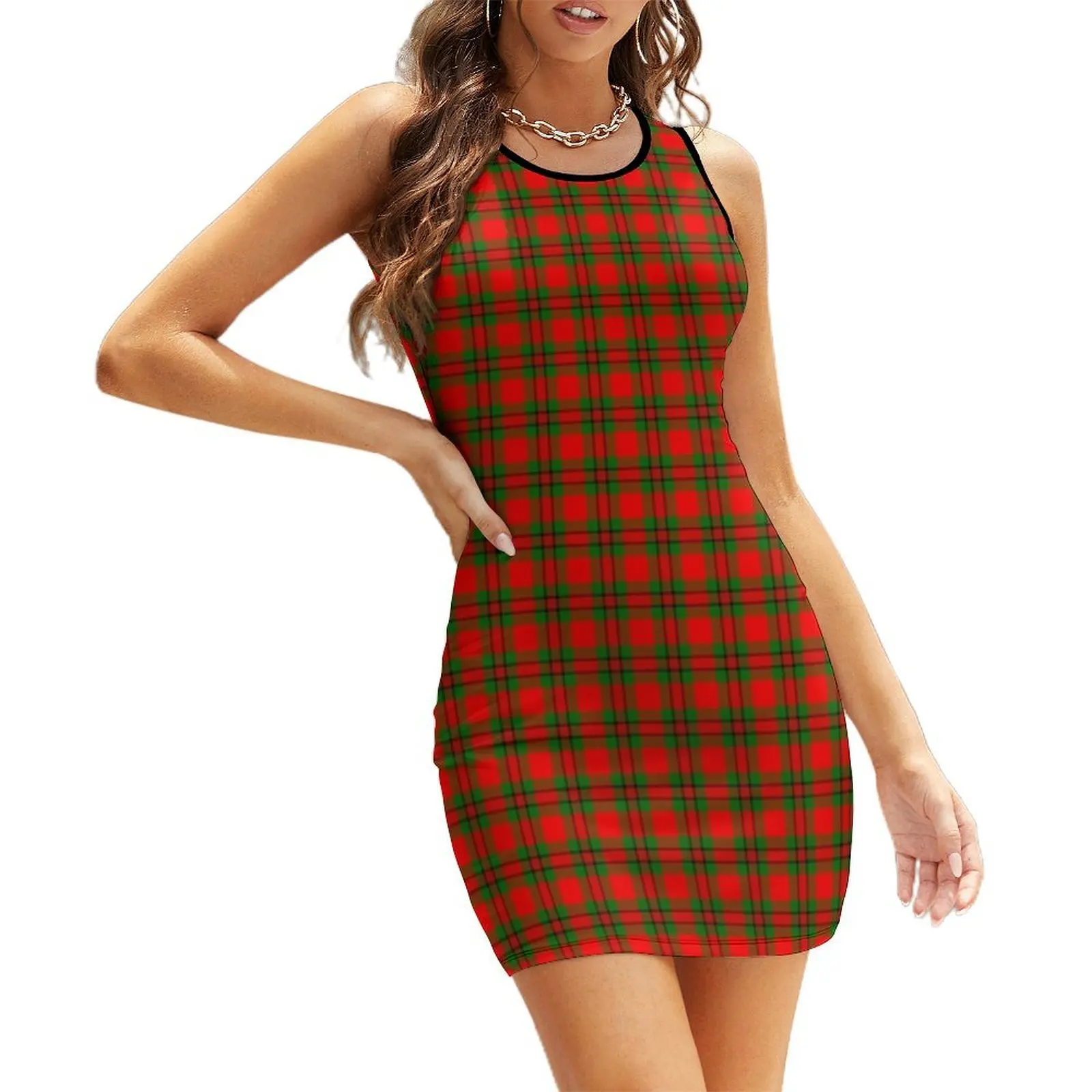 

Christmas Plaid Holiday Tartan Sleeveless Sundress dresses for womens Clothing female Clothing summer clothes