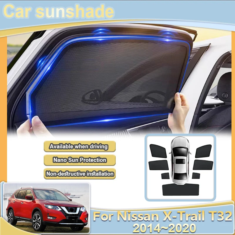 

For Nissan X-Trail T32 Rogue 2014~2020 Car Window Sun Visor UV Blocking Sunshade Mesh Sunscreen Shade Curtains Auto Accessories