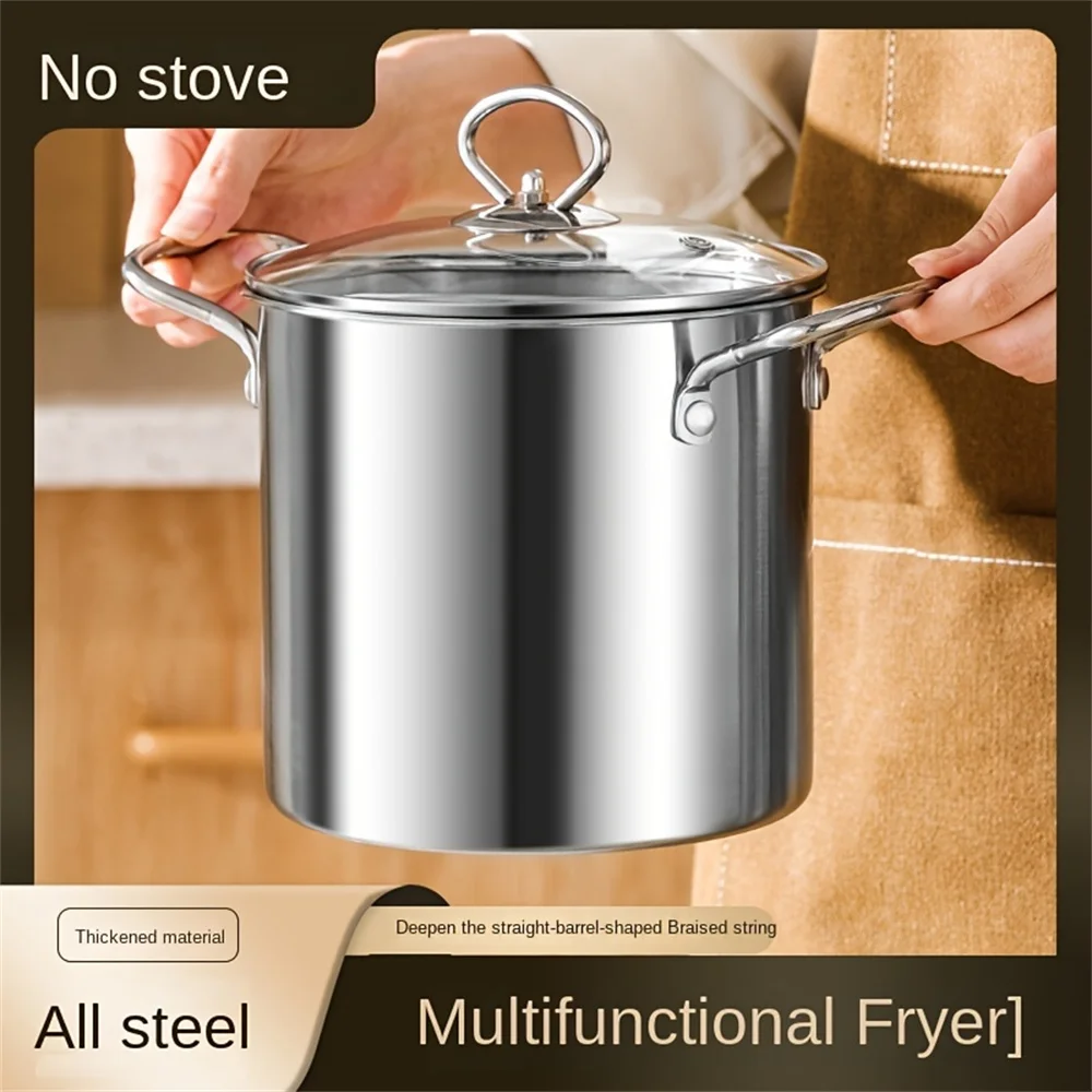 

1set Multifunctional Fryer, Household Small Fryer, Food Grade Stainless Steel Multipurpose Pot, For Steaming, Rinsing And Frying