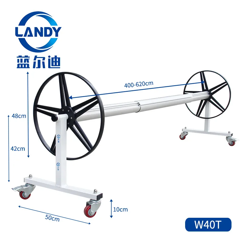 Pool Cover Reel Winder W40T Adjustable Length Aluminum Alloy Swimming Pool Cover Film Tensioner