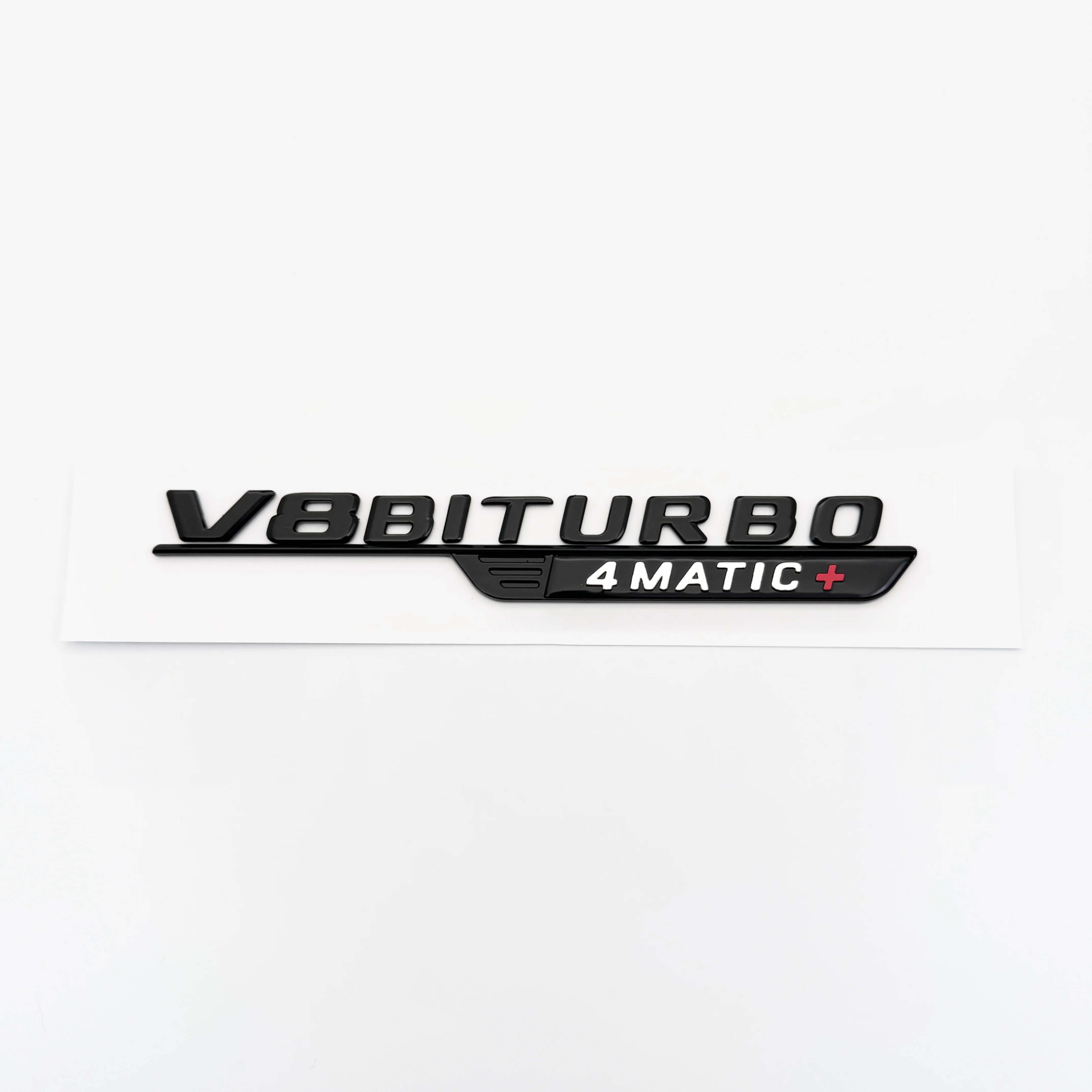 2024 New Letters Numbe V8 BITURBO 4MATIC+ Emblem Car Fender Trim Badge Sticker For Mercedes Benz C63S E63S GLC SL55 Accessories