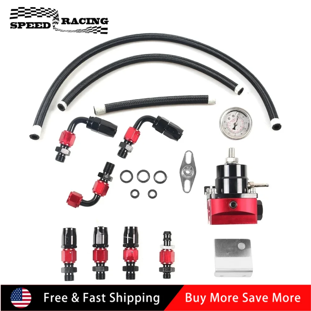 

Universal Billet Aluminum Adjustable FPR AN6 Fitting EFI Fuel Pressure Regulator with Hose Line Fittings For 7MGTE MKIII