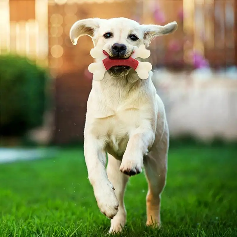 Juguete para masticar hueso de perro, sabor a tocino, juguete para masticar con forma de hueso, herramienta para masticar de larga duración, cerdas finas, limpieza de dientes de perro para la vida