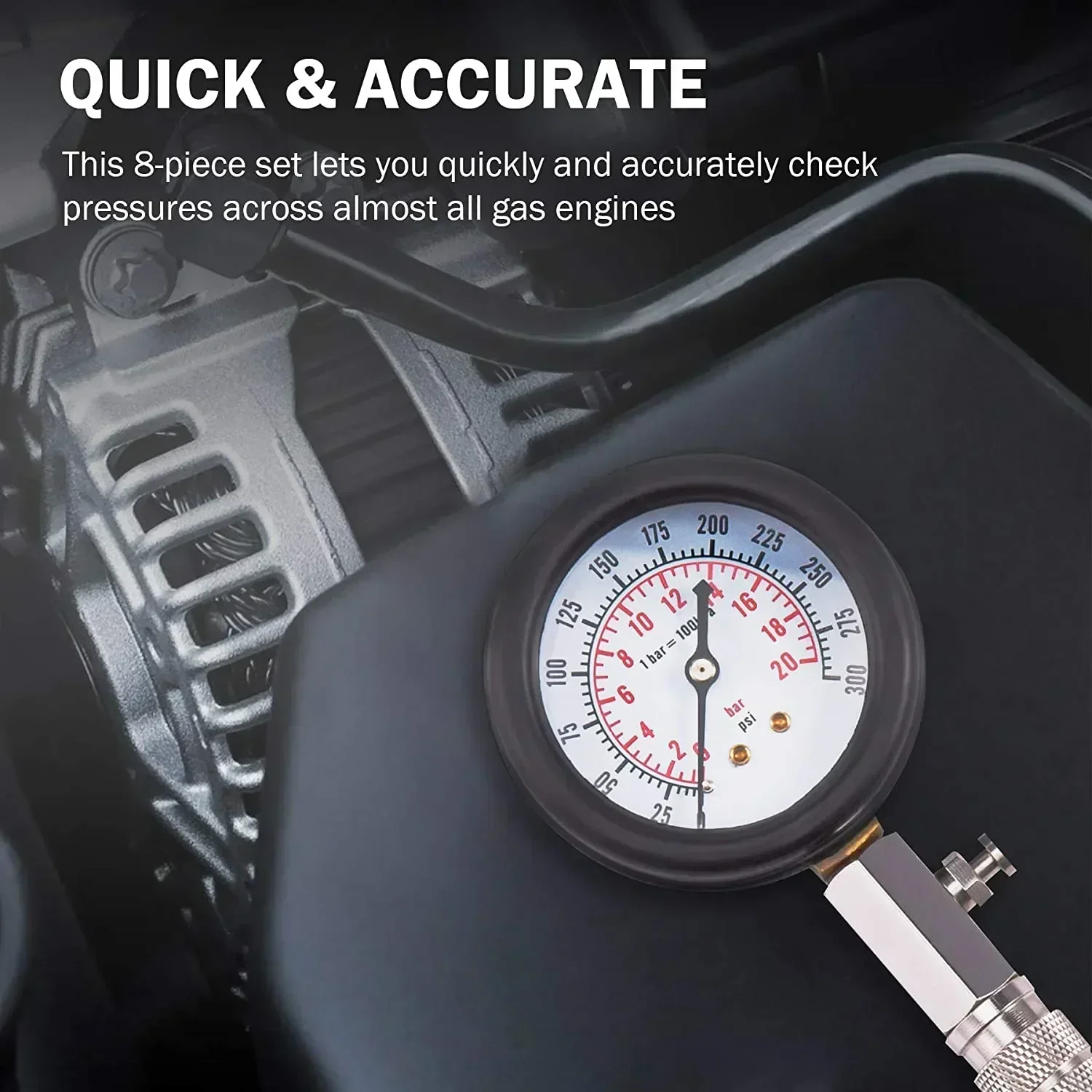 

Kit Cylinder Pressure Automobile Gauge Auto Compression Gas Gasoline 0-300psi Engine Tester Automotive Test Engine Petrol Tester