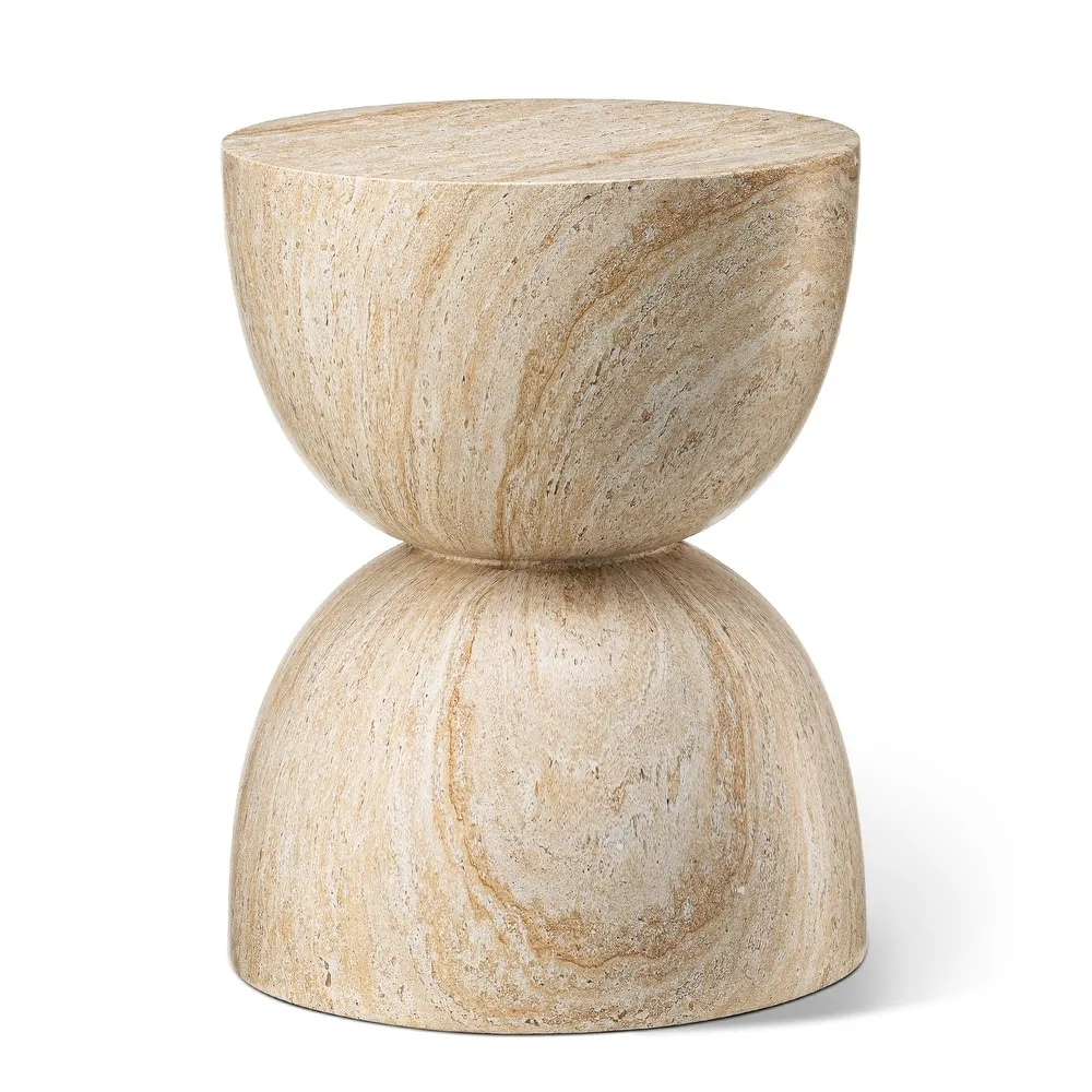 

Elegant Modern Coffee Table Travertine Side Tables for Living Room Multifunction Accent Table