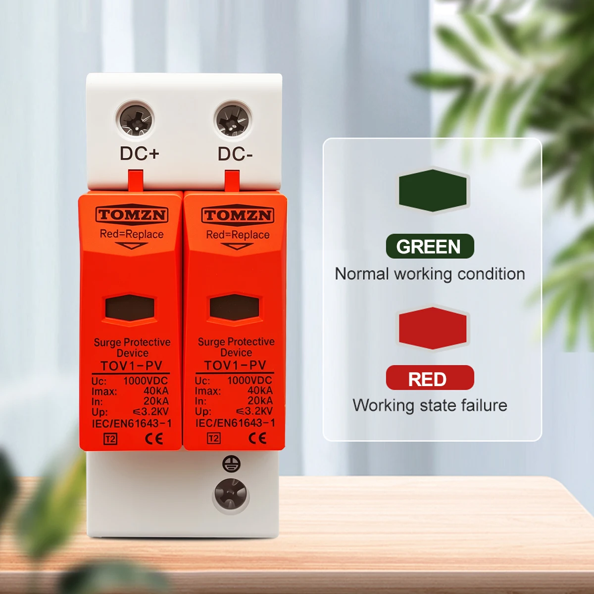 TOMZN DC SPD 1000V 20KA~40KA House Surge Protector Protective Low-voltage Arrester Device