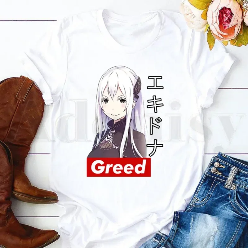 Re: Life In A Different World From Zero Re0 Anime Short Sleeve Female Tops Tees Harajuku  VintageT Shirts Women\'s T-shirt