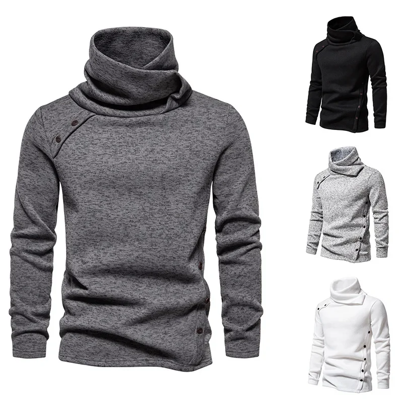 

2023 Men's New British Style Fashion Casual Warm Heap Collar High Collar Sweater Sweater