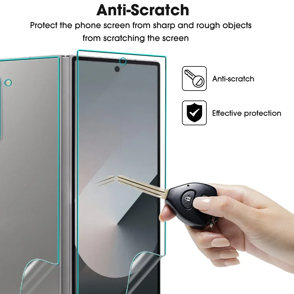 Protectores de pantalla de TPU suave para Samsung Galaxy Z Fold 6, frontal y trasero, protección de cobertura completa interior, películas de hidrogel Z Fold 6