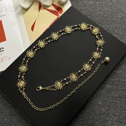Golden Sun God Pearl Waist Chain Women's Dress Decoration Bright Gold Chain Waist Thin Belt