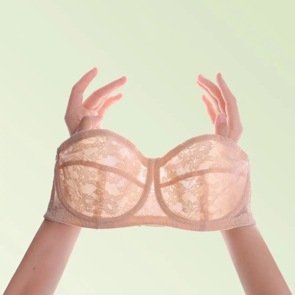 Mesh dunne kanten transparante bh schokbestendig nauwsluitende naadloze onzichtbare bh lingerie anti-verslapping push-up ondergoed bruiloft