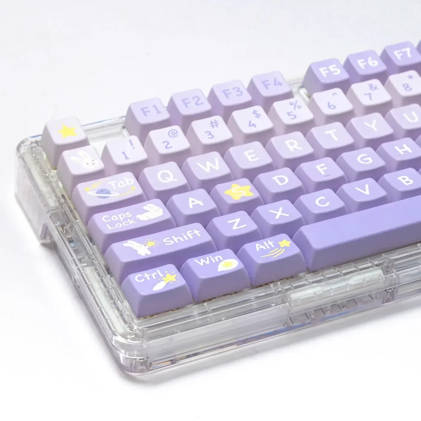 

Star-picking rabbit MDA height keycap purple gradual change cute pbt five-sided hot sublimation Ningzhi CIY68 75 980