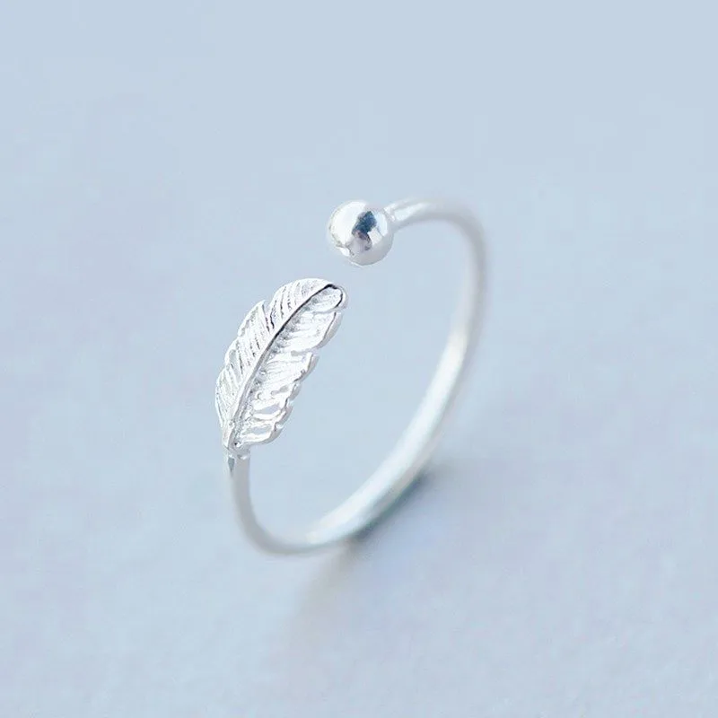 Elegant Korean Style Open Feather Ring Luxury Quality Temperament Jewellery Accessories Birthday Gift anillos