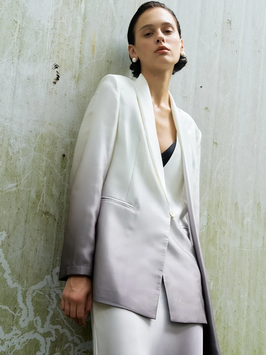 

DianThia adient Color Casual Women's Suiting Spring 2026 Design Sense Scarf f Skirt Two-Piece Set Commute Sle Long Sle...