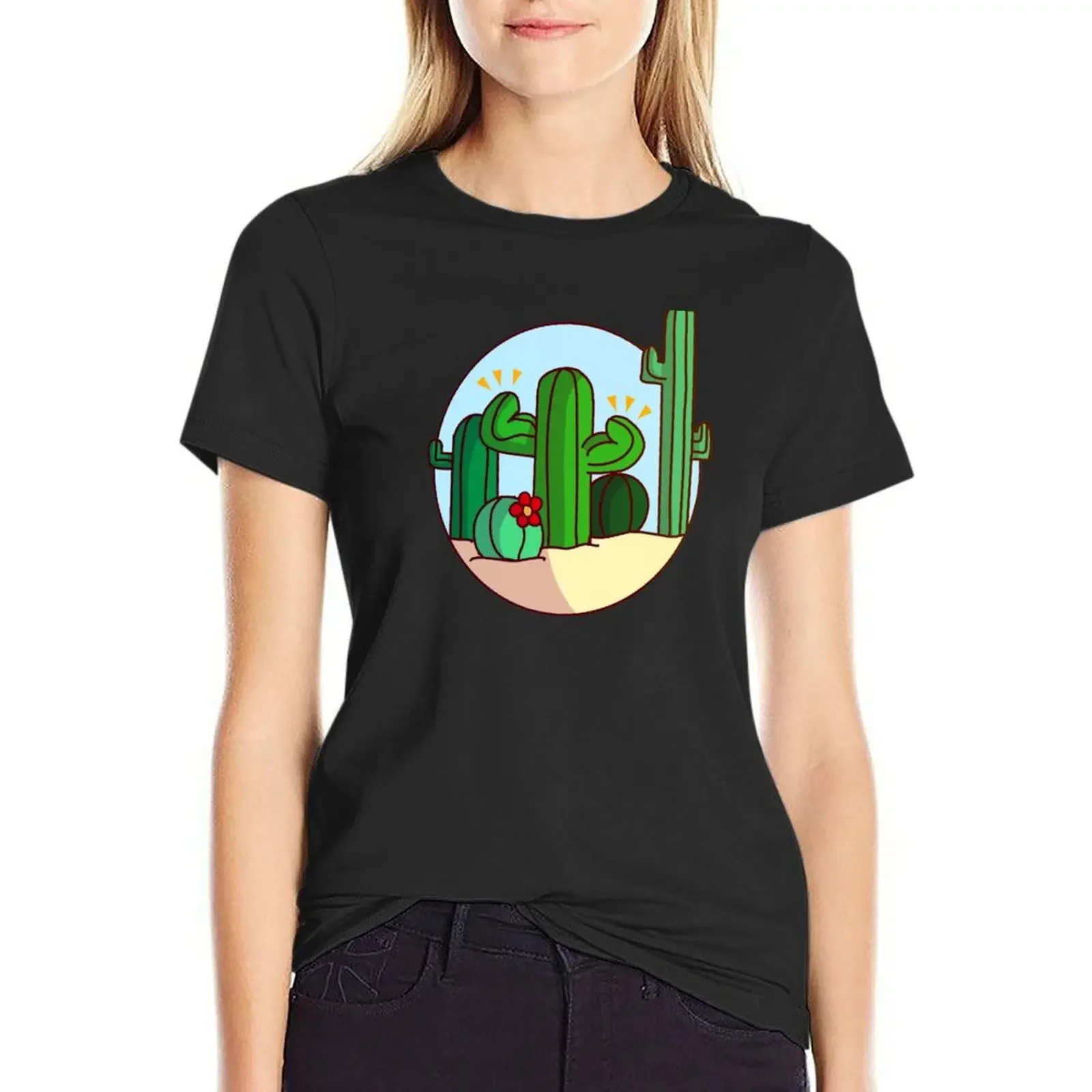 

Buff Cactus T-Shirt summer tops customizeds vintage sweat t-shirts for Women pack