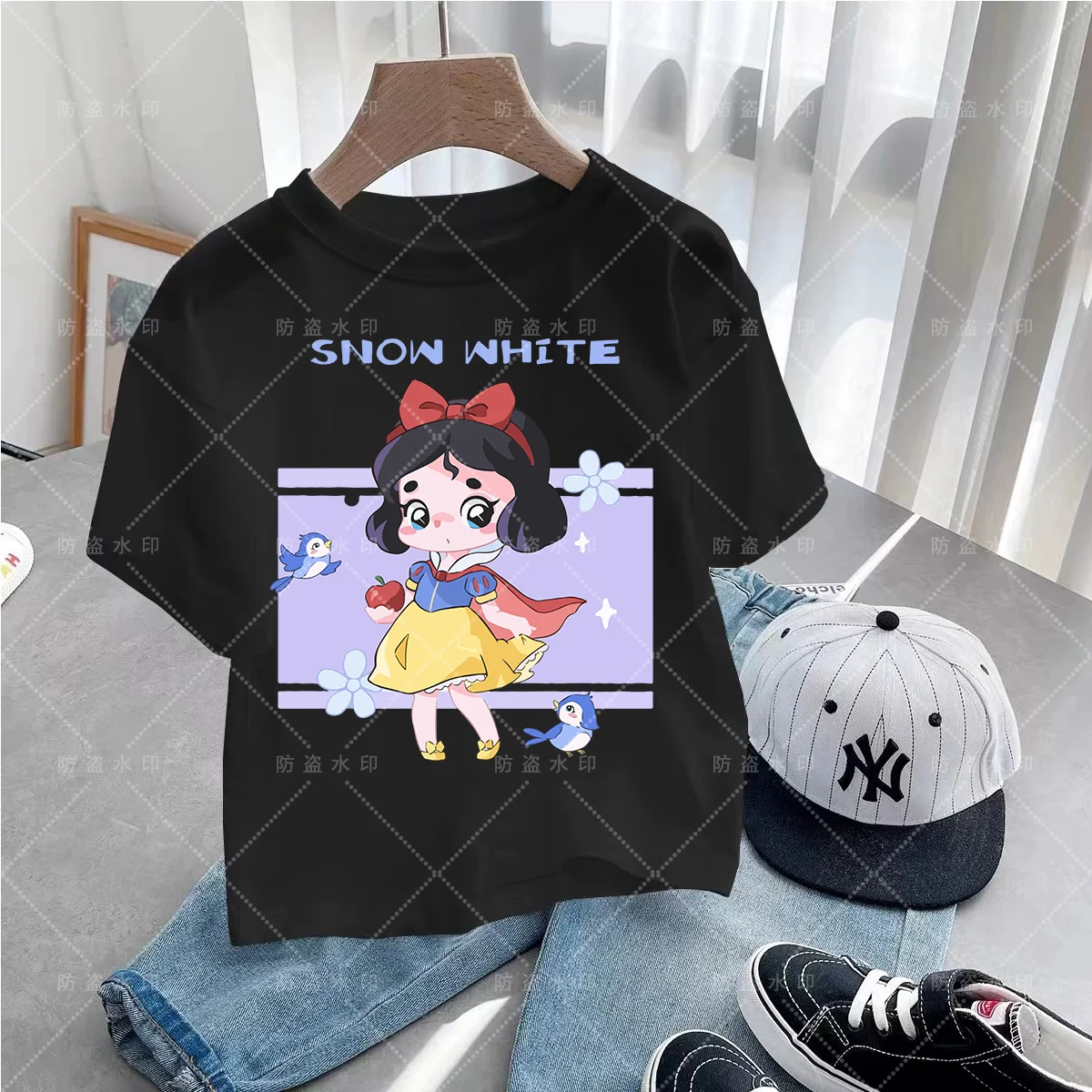 子供のためのディズニープリンセスTシャツ、カワイイラウンドンズ、漫画のアニメーション服、夏、2021、2022