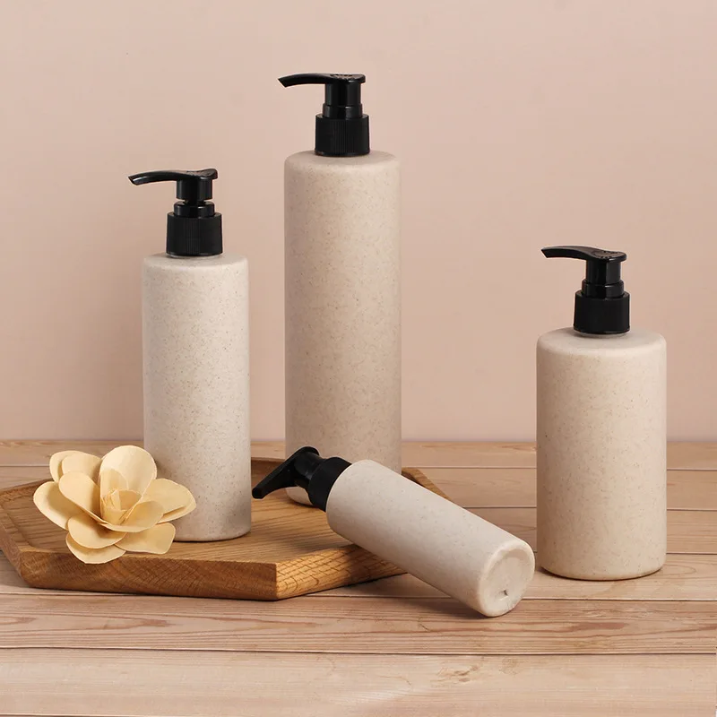 Eco-friendly Wheat straw degradable material 100ml 250ml 16oz lotion cream shampoo bottle packaging empty cosmetic container