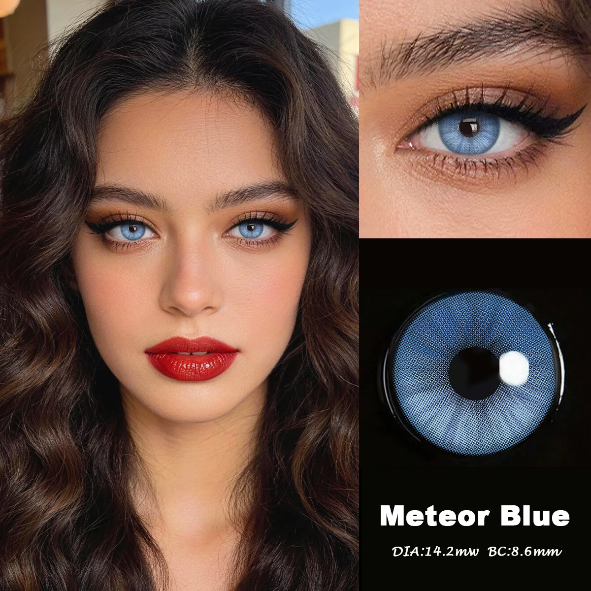 Visuashow Farbige Kontaktlinsen Meteor 2 Stück, Kleine Pupille, Halbjährlich Einweg, Leicht, Glatter Rand, Für Schüler, Tägliches Tragen, Zurück zur Schule, Natürliches aufhellendes Augen-Make-up