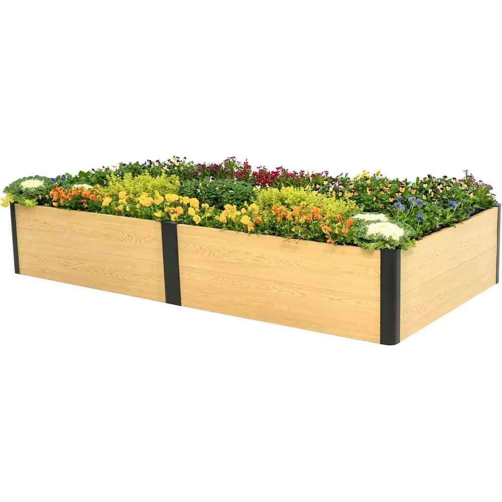 

Грядка Vego Garden Woodgrain Series, 16 дюймов высотой, 4' x 8', деревянно-металлическая, для улицы или выращивания овощей, lowe