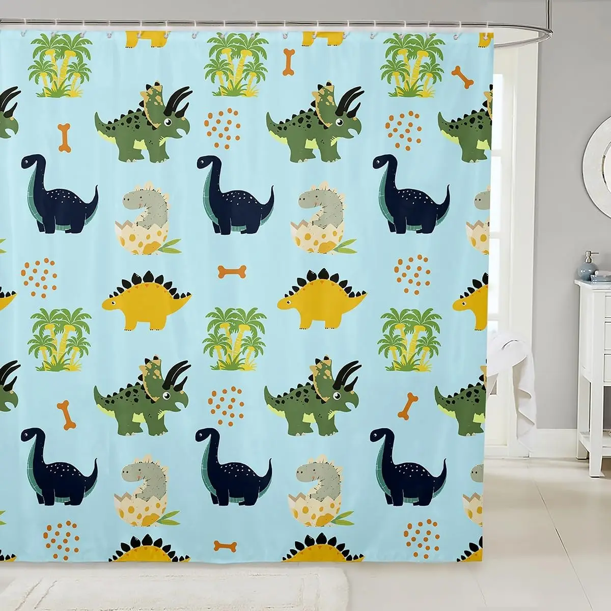

Занавеска для душа с изображением динозавра, кокосовая пальма, Гавайи, тропические наборы занавесок для душа в ванной комнате | Древние дикие животные водонепроницаемые