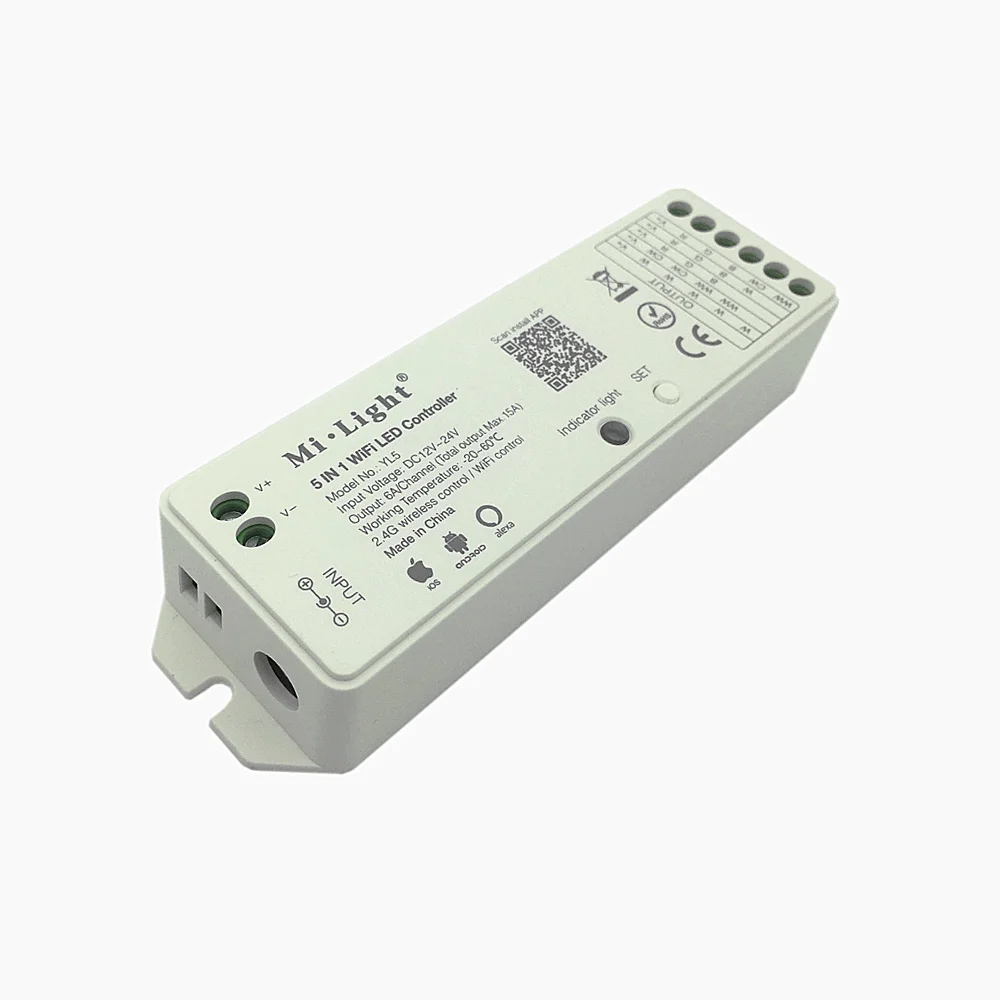 Milight-LED Strip Light com controlador Wi-Fi, 5 em 1, RGB, RGBW, CCT, única cor, Amazon, Alexa, App Telefone Voz, Milight, YL5