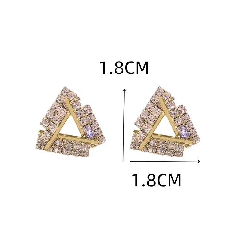 Orecchino a bottone a triangolo vuoto con strass di cristallo pieno per le donne nuovo accessorio per gioielli con geometria di tendenza regalo per ragazza di natale di nozze