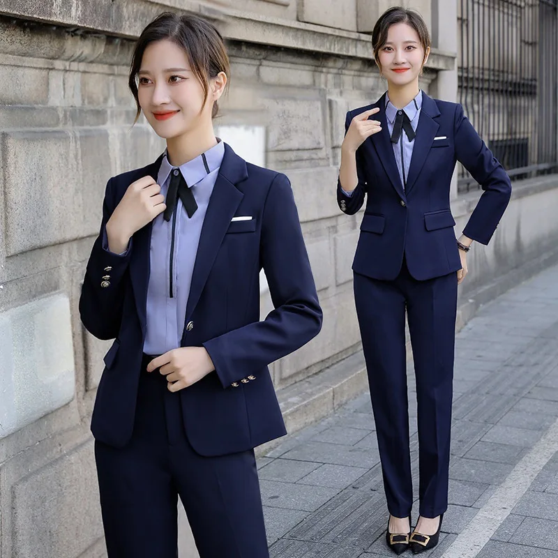 8816Hotel front desk receptionist spring and autumn professional attire, feminine business suit, workwear, formal business suit