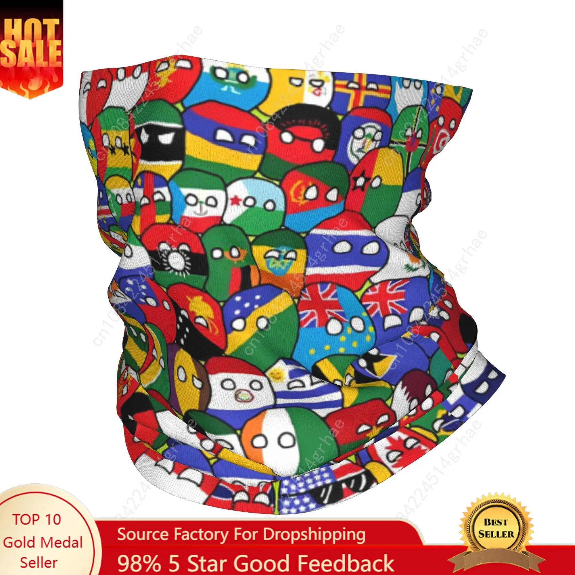 

Custom Countryball Cartoon Art Comics Polandball Hot Bandana Neck Gaiter for Ski Running Women Men Wrap Scarf Balaclava Warmer