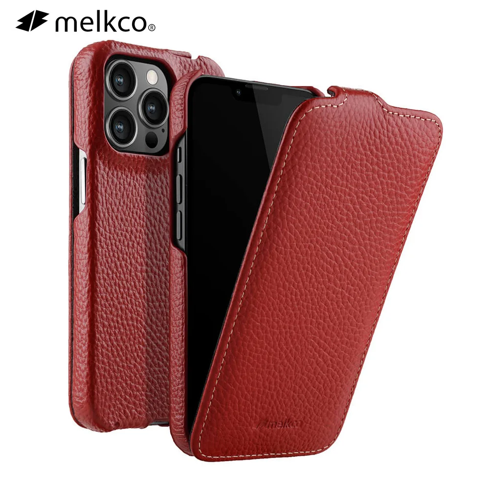 

Melkco Genuine Leather Flip Case For iPhone 13 Pro Max 12 mini 11 Business Luxury Vertical Open Real Cow Phone Cases Bag Cover.