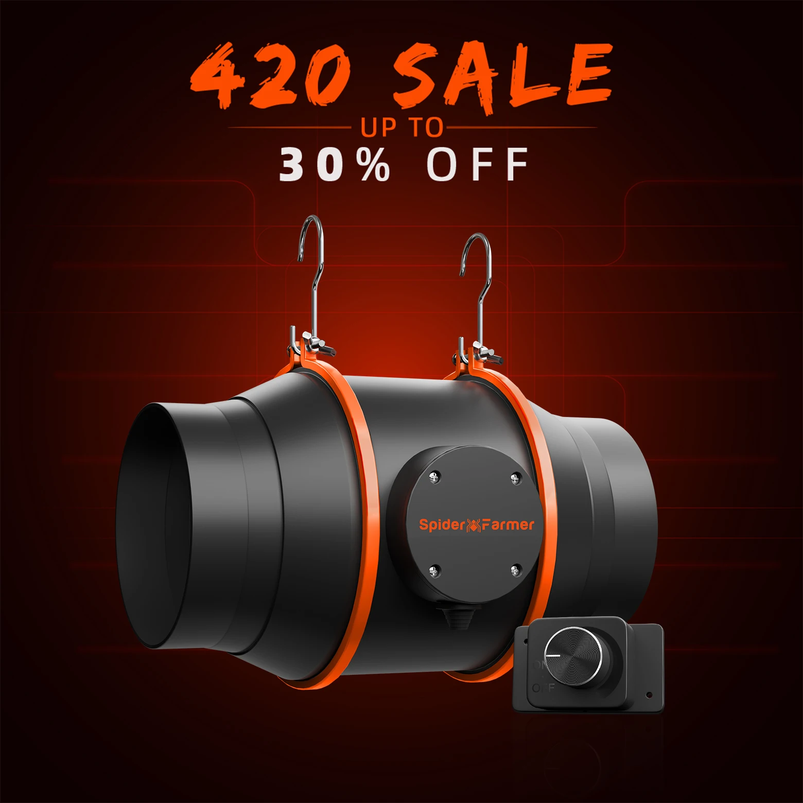 

Встроенный вентилятор Spider Farmer 4/6 дюймов с регулятором скорости, порт RJ12 для вентиляции палатки для выращивания, совместимый с контроллером GGS