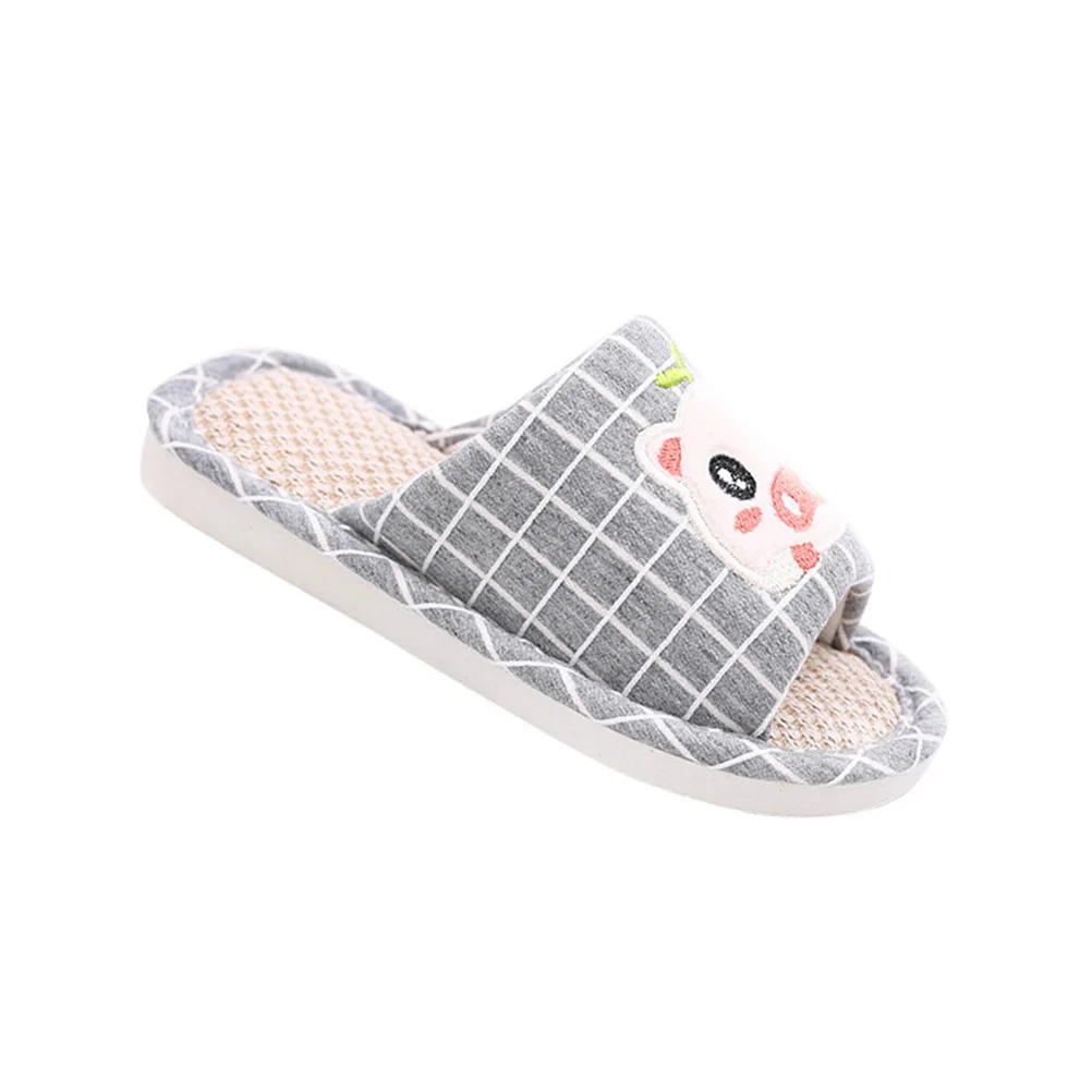 グレー漫画豚子供スリッパ通気性快適な滑り止めホームシューズソフト子供用サイズ 31-32 子供スリッパ