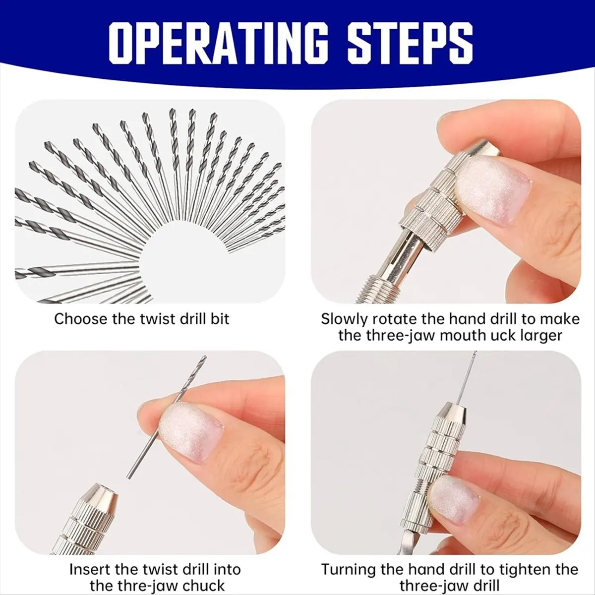 ABCD Micro-Type Pin Vise and Twist HandDrill Rottery Tool with 25Pc 0.5-3 mm Small Metal Manual Drill Bits for Resin Casting