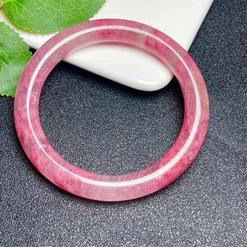 Natural Rhodonite Bangle Handmade Crystal Jewelry Stretch Bangle Children Birthday Fengshui Gift 1PCS 55-61MM