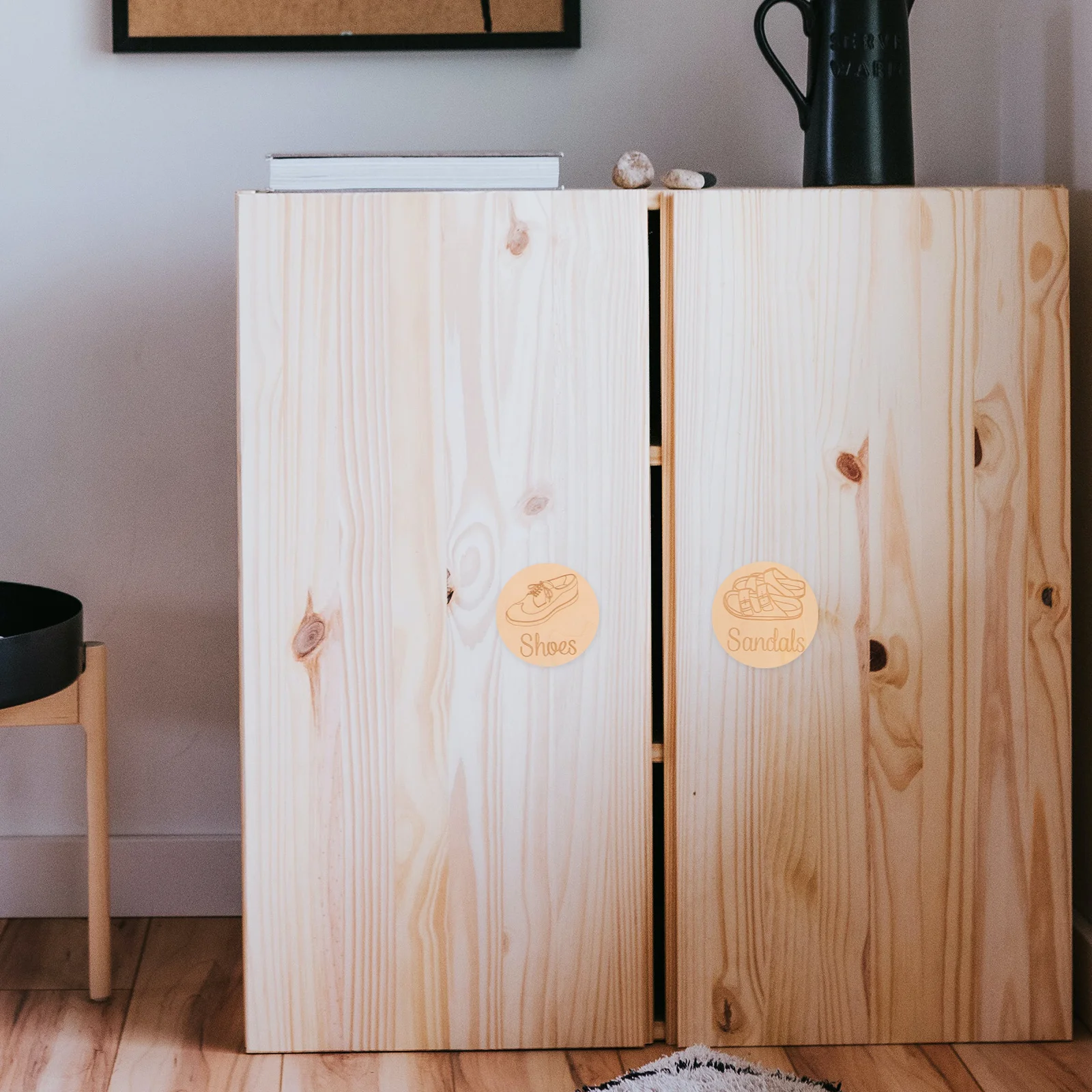 

60Pcs Storage Organizer Labels Wooden Closet Tags for Clothing Shoe Cabinet Classification Identification Sorting System