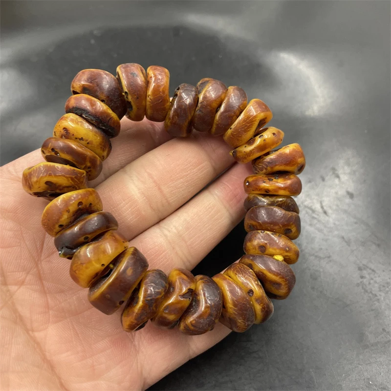 Vintage Optimized Old Amber Abacus Bead Peace Bracelet Fashionable and Versatile