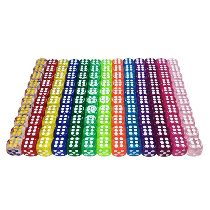 Colorido Transparente Arredondado Dice Set, Tela Colorida, Entretenimento, 50Pcs