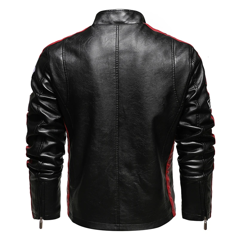 Chaqueta de motocicleta Vintage para hombre, abrigo de cuero de motorista, abrigo de bombardero bordado, abrigo de lana de Pu, moda de invierno, nuevo, 2023