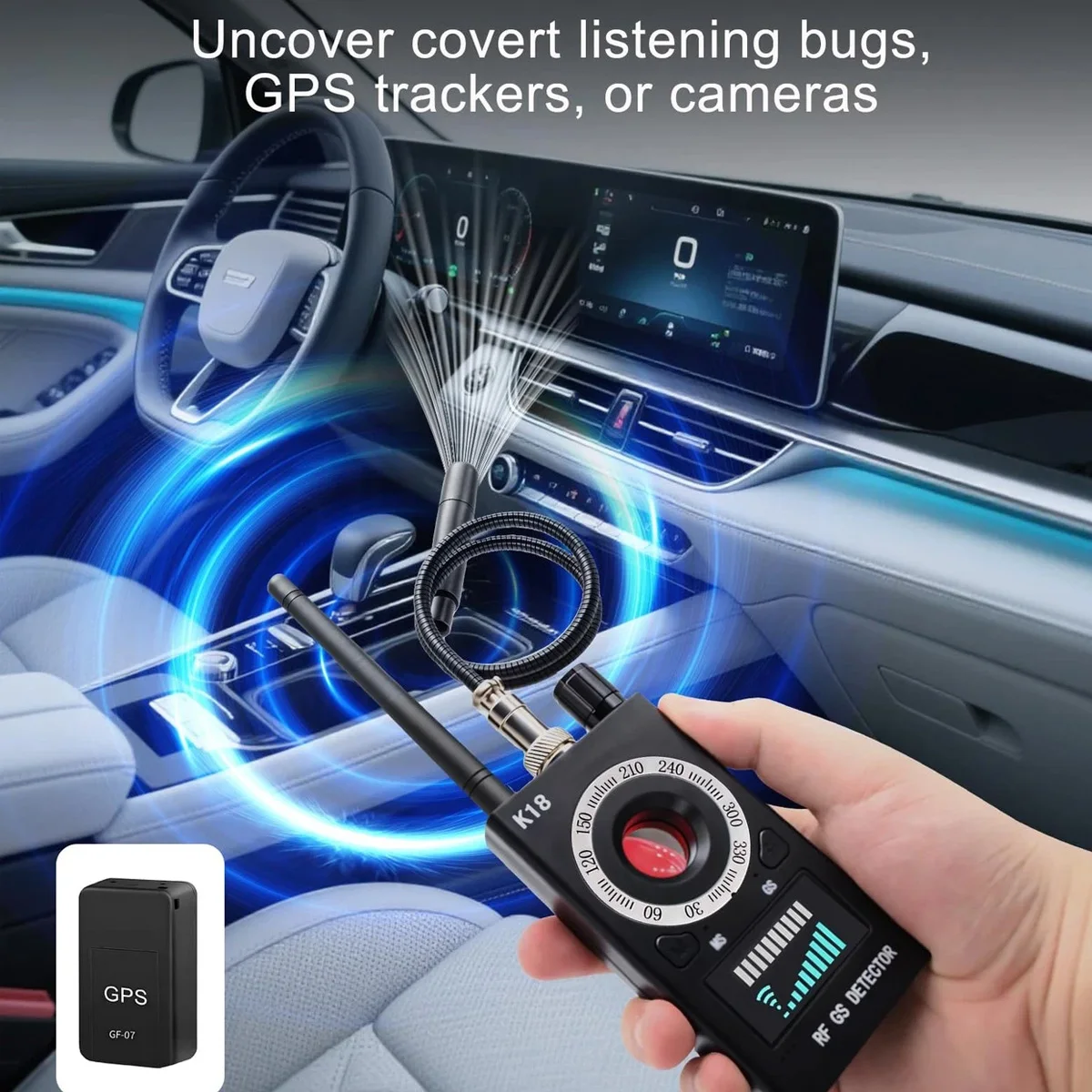 Multi-Function K-68 Anti Spy Detector GPS Tracker Finder Hidden Camera Detector 1MHz-6.5GHz Frequency 35 Hours Continuous