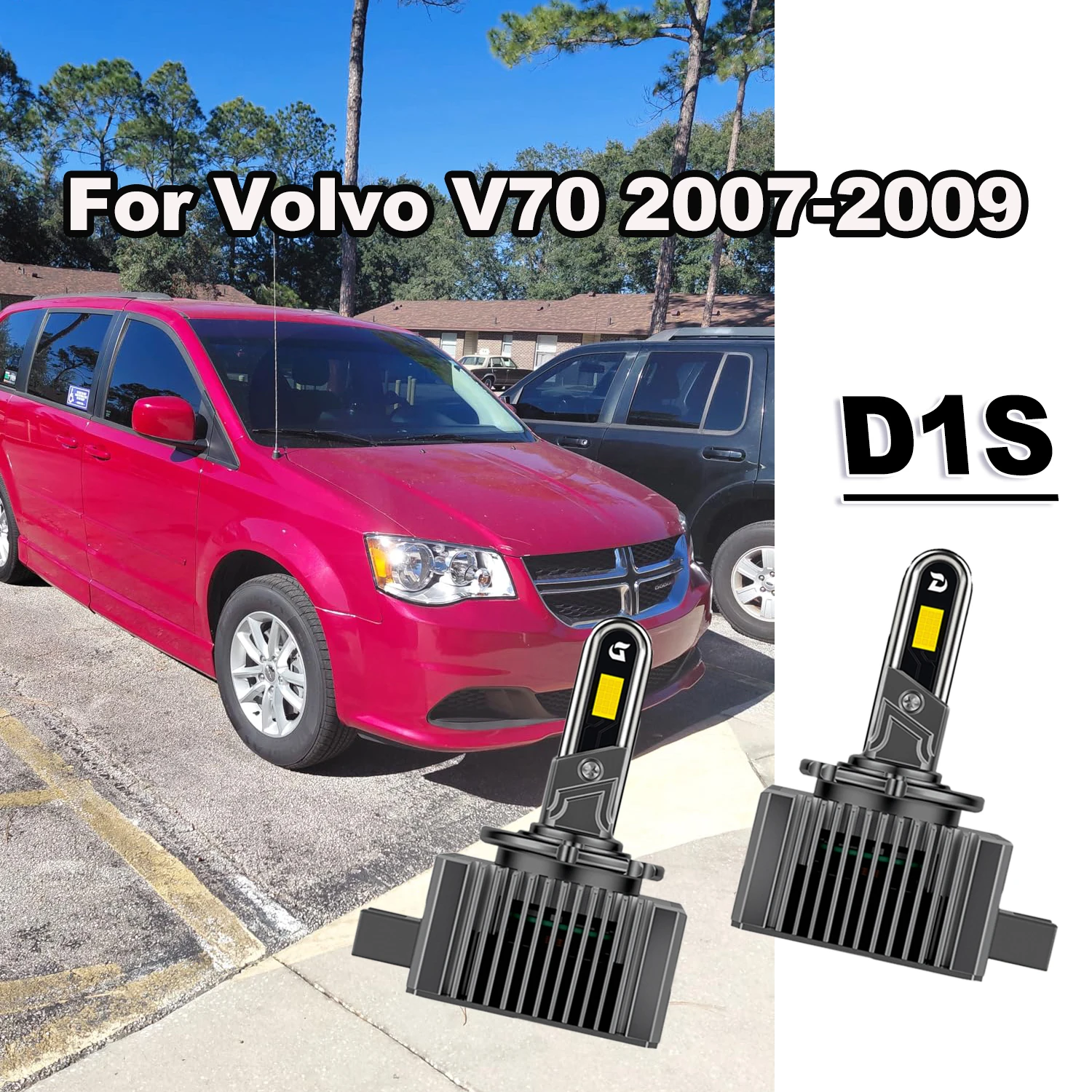 

D1S D1R LED Headlight Bulbs Kit White Conversion Lamp For Volvo V70 2007-2009 Built in Internal Drive With Fan Light Bulbs