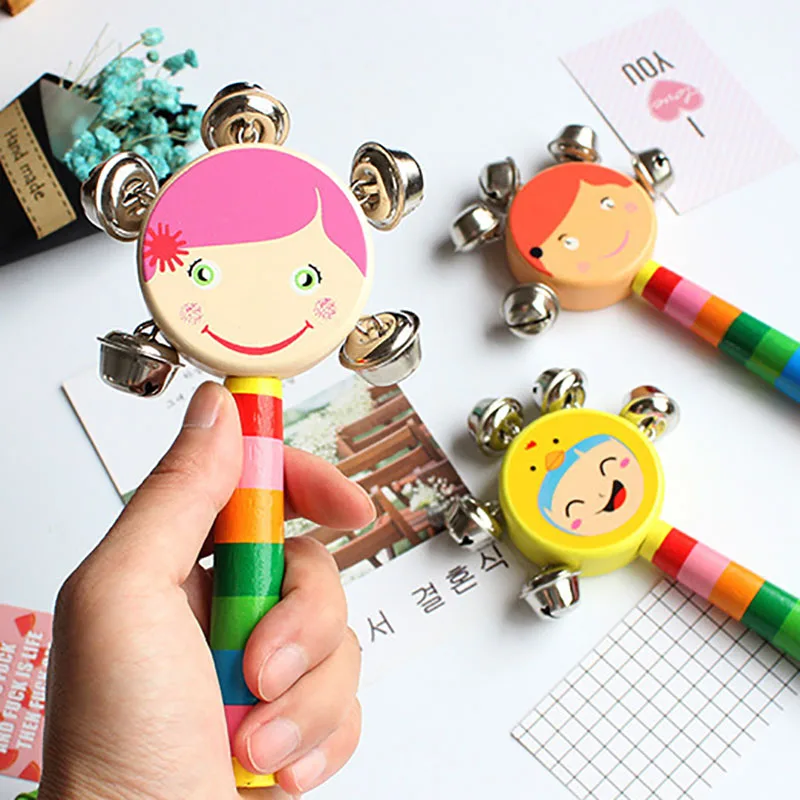 Baby Toys Wood Cartoon Rattle Baby Early Education Rattle Rattle Children's Toy Educational Toys for Kids Musical Instrument Toy