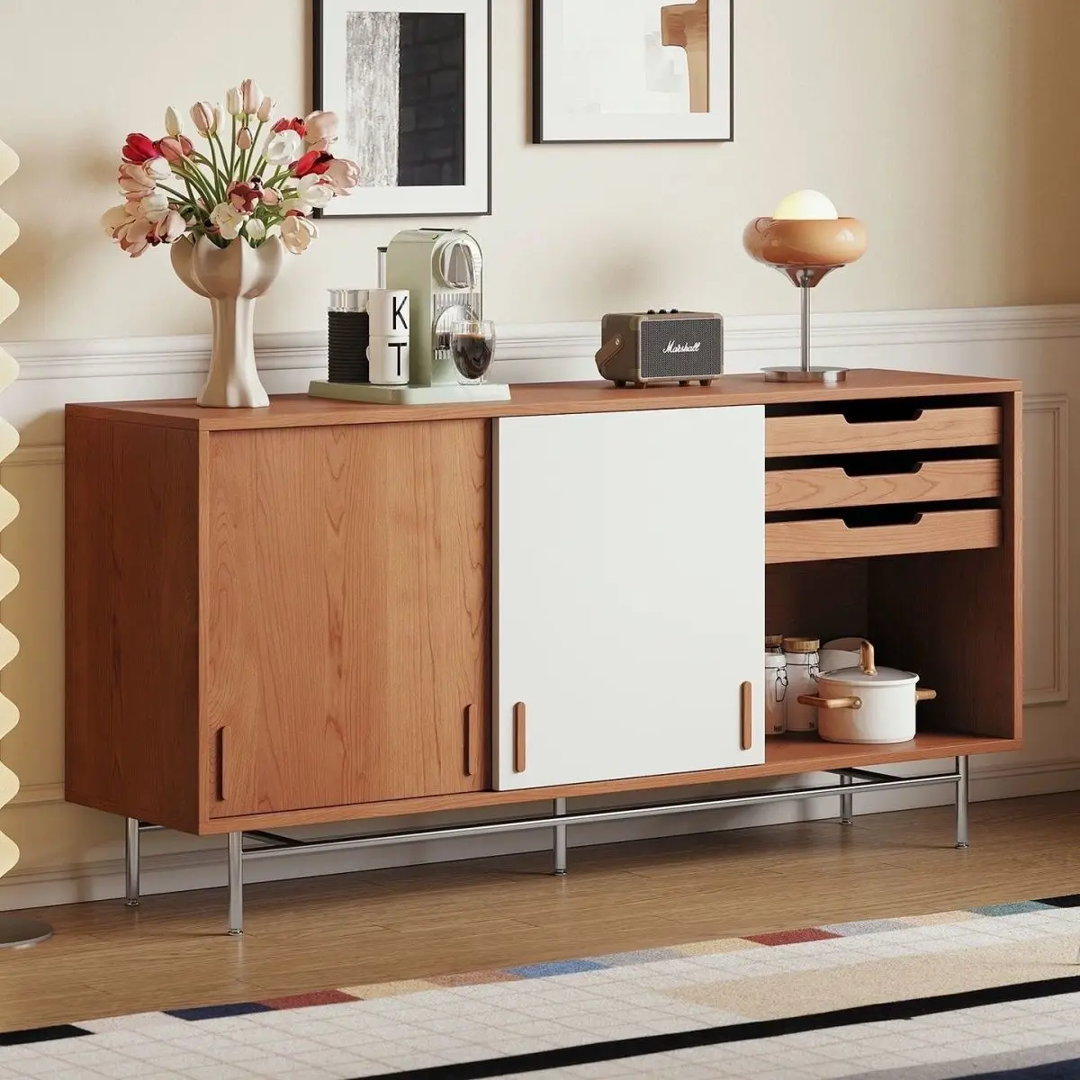 

DSA antique solid wood dining side retro living room side cabinet dining room multi-functional storage locker