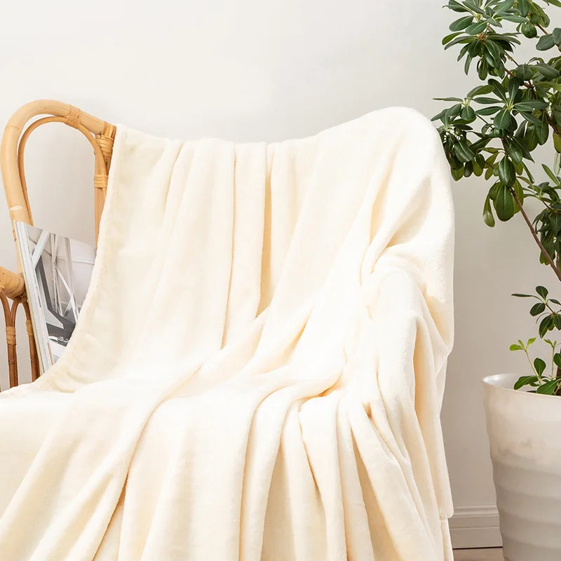 Cremefarbene Flanell-Fleece-Überwurfdecke, luxuriös, gemütlich, leicht, Geschenkdecken für Couch, Bett, Stuhl, dick, warm, atmungsaktiv, für die ganze Saison