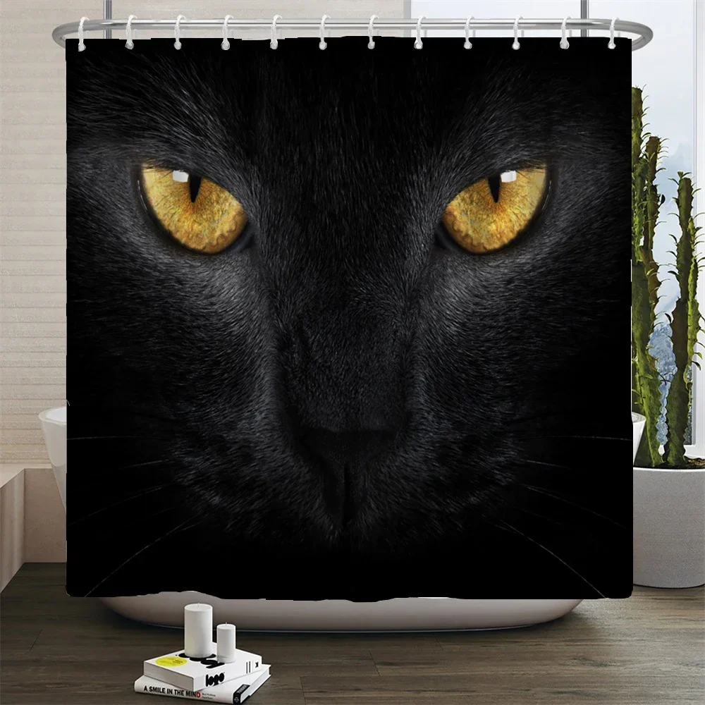Animals printed lion, tiger, cat,Elephant,3d Bath Curtains Waterproof Polyester Cloth Washable Bathroom Shower Curtain with Hook view 2