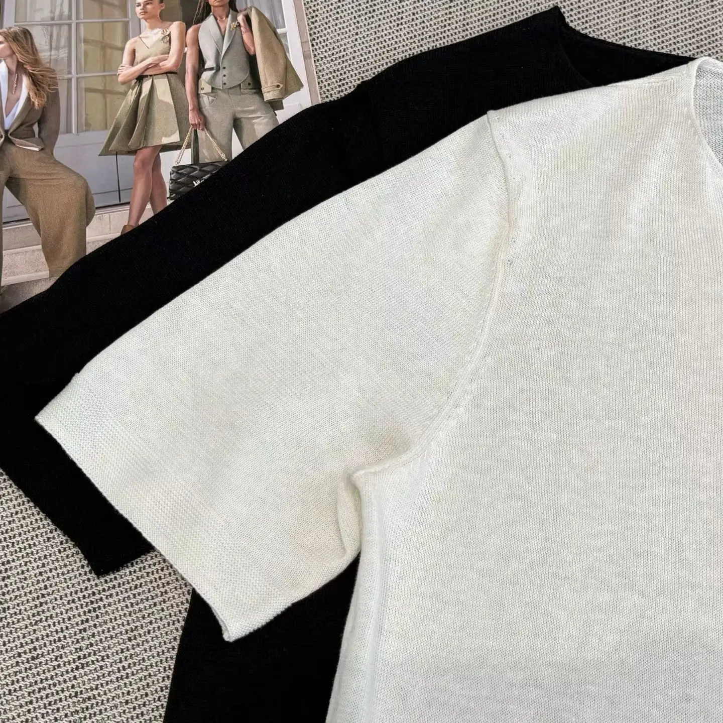 Women's casual solid color linen silk jersey o neck blouse