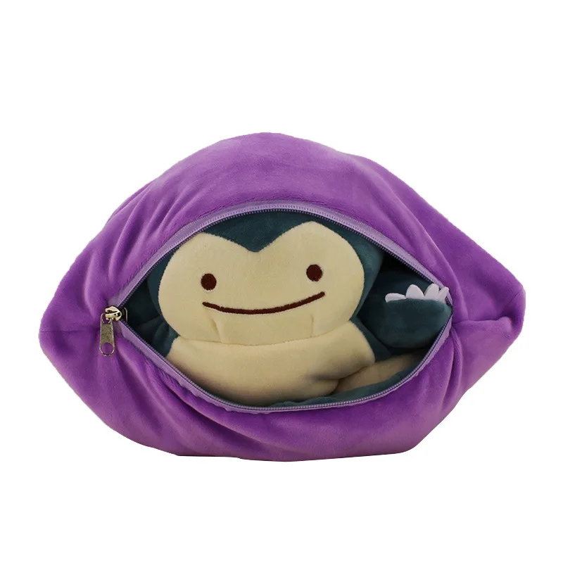 30cm Pokemon Anime Kawaii muñeca almohada Reversible Ditto transformar colección de snorlax juguetes almohada muñeca decoración de la habitación regalo para niños