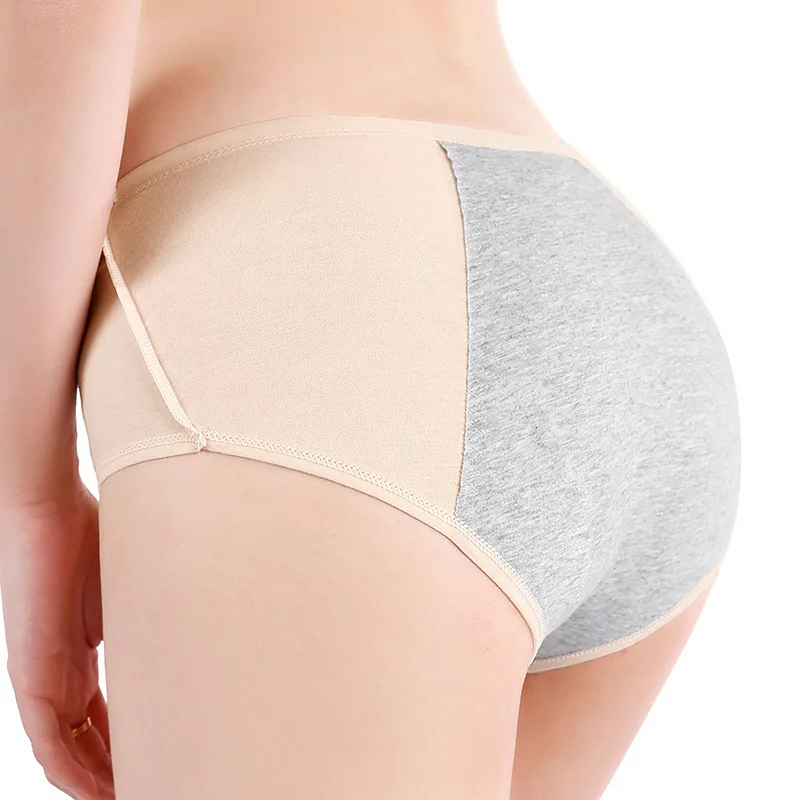 Culotte Menstruelle en Coton pour Femme, Sous-Vêtement Féminin de Taille Moyenne, Lingerie Respirante, Caleçon Basique