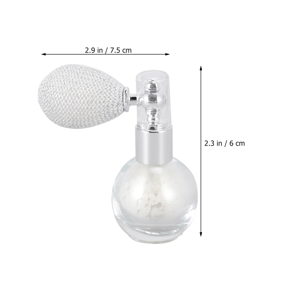 بخاخ مسحوق هايلايتر أبيض لؤلؤي، أداة رش مسحوق فضفاضة عالية اللمعان لشعر الوجه والجسم وخالية من الزيوت وخالية من التلك المعدنية